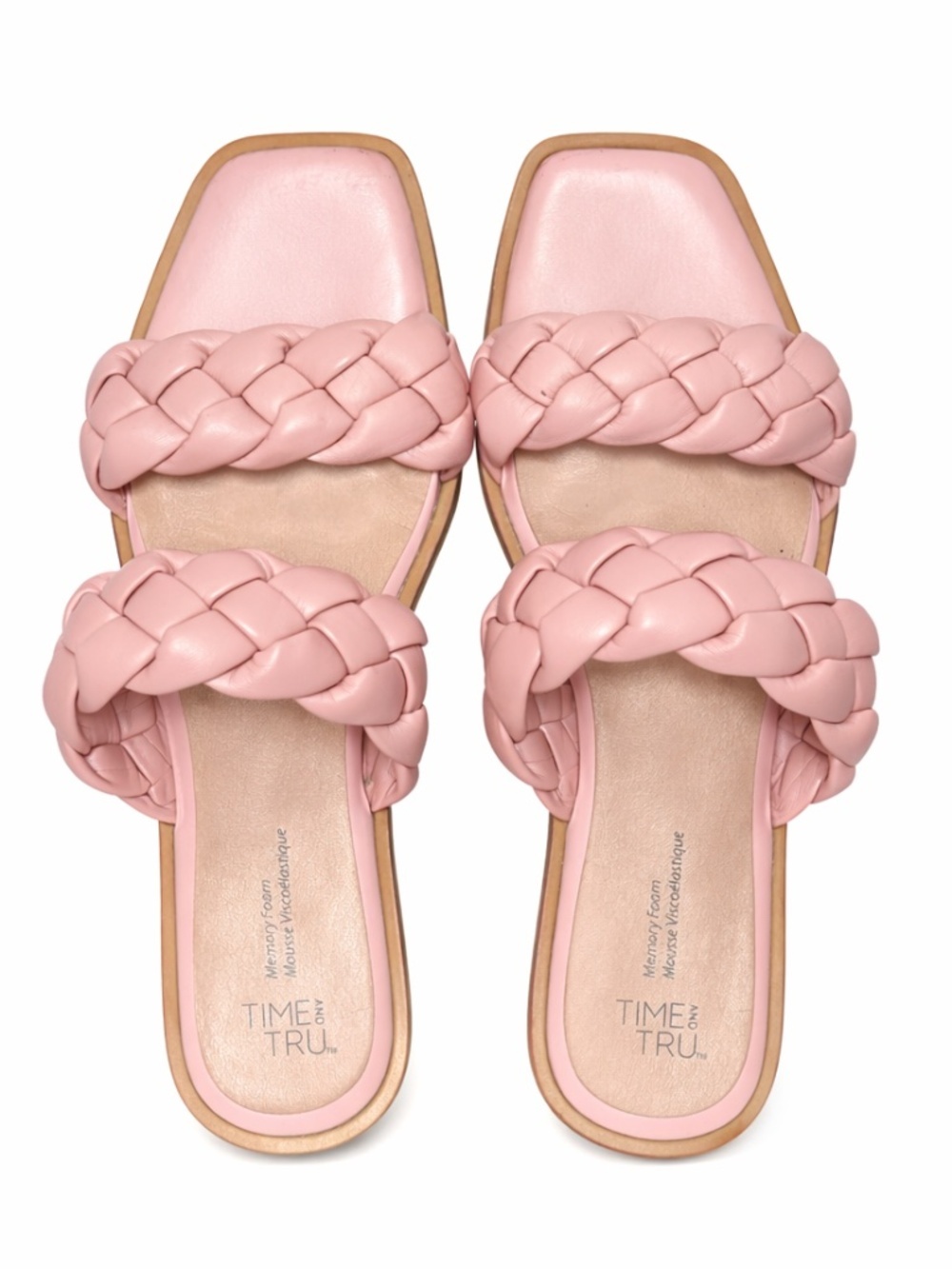 4/$20➡️ TIME & TRU Nude Pink Chunky Braided Strap Slip-On Sandals – Size 7 *Flaw